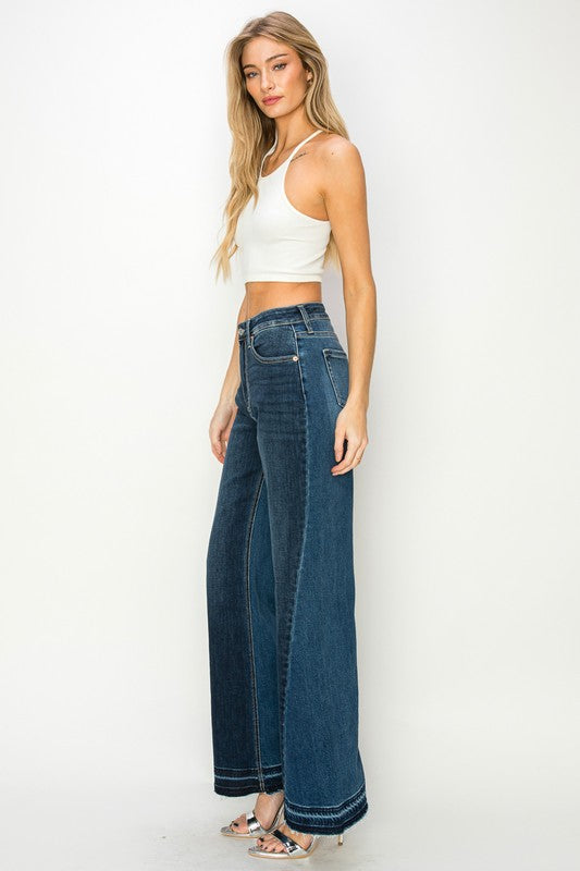 Color Block Wide Leg Jeans