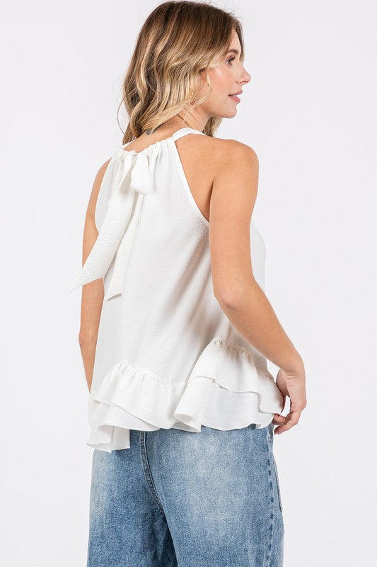 GeeGee Ruffle Trim Sleeveless Blouse