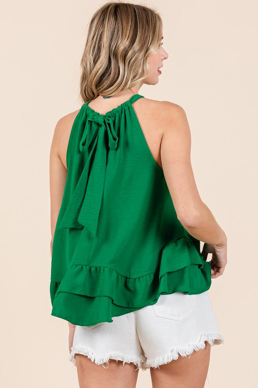 GeeGee Ruffle Trim Sleeveless Blouse