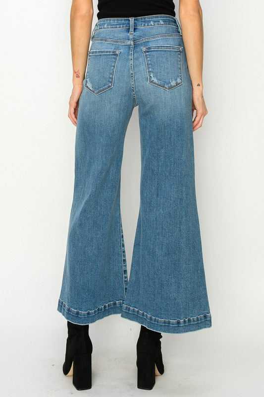 High Rise Crop Palazzo Jeans