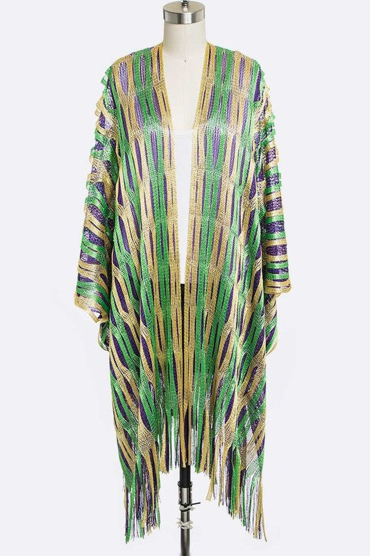 Mardi Gras Lurex Layered Kimono Cardigan