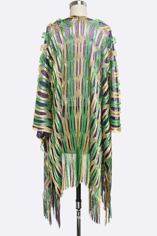 Mardi Gras Lurex Layered Kimono Cardigan