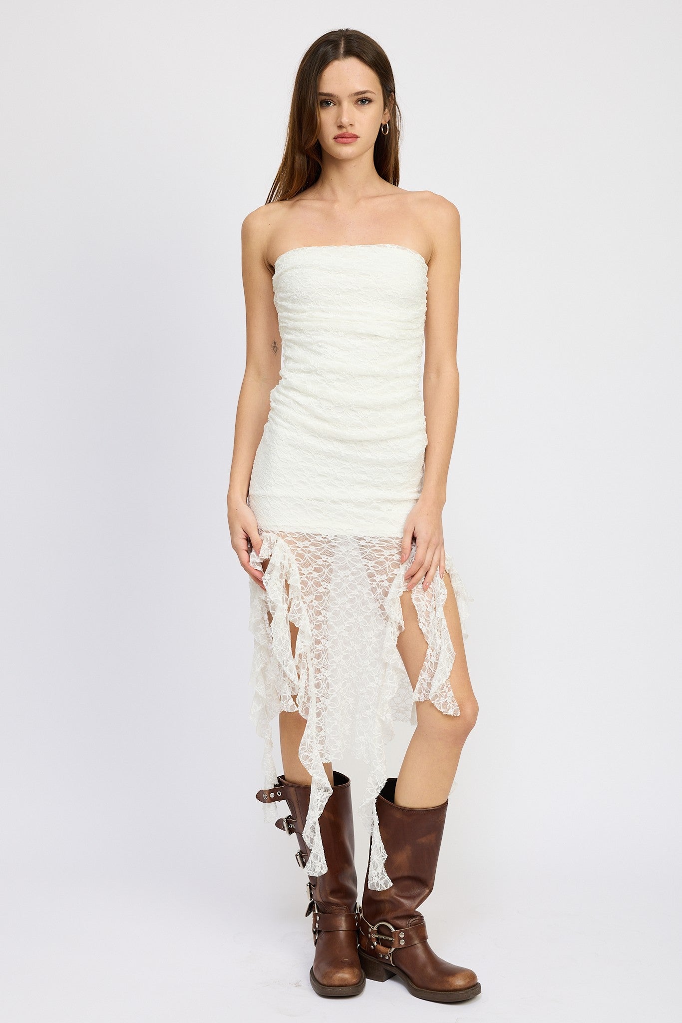 Ruffle Detail Tube Dress