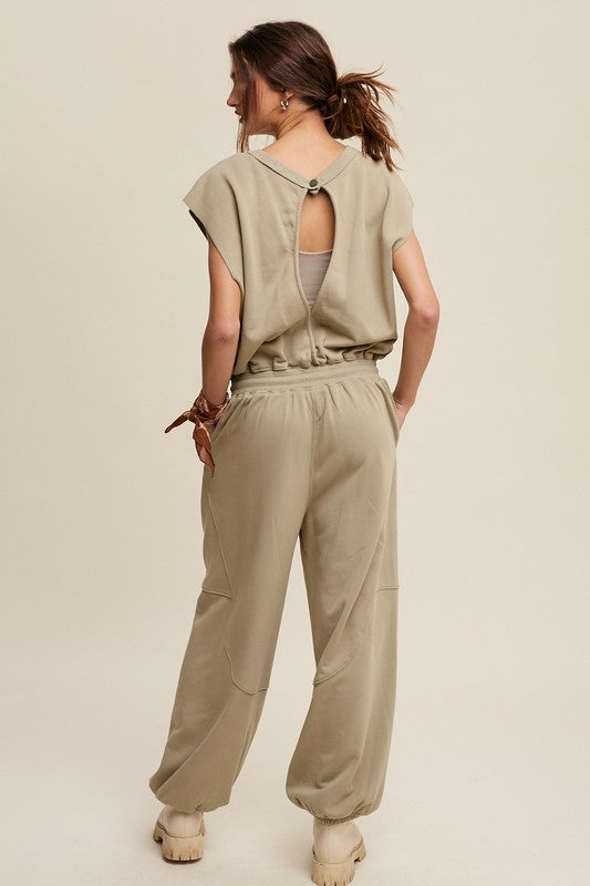 Listicle Athleisure French Terry Loose Jogger Jumpsuit