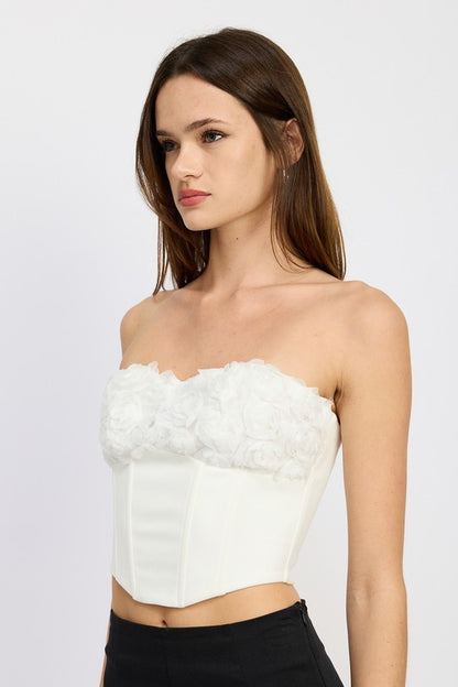 Corset Top with Floral Lace Detail