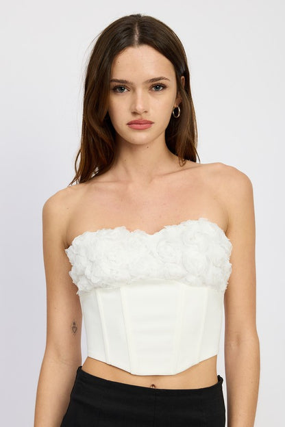 Corset Top with Floral Lace Detail