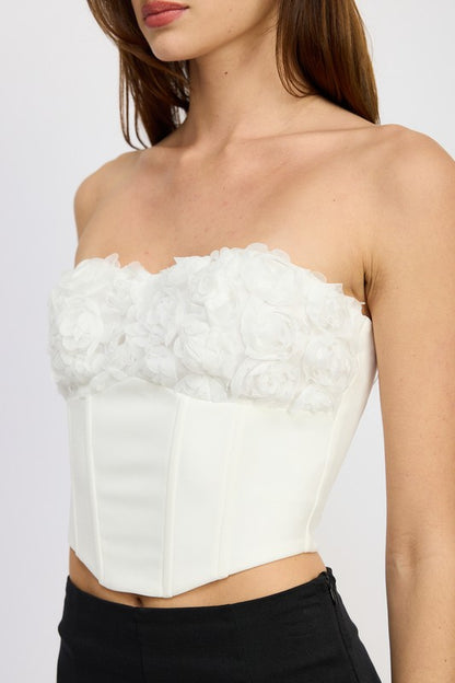 Corset Top with Floral Lace Detail