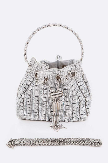 Rhinestone Iconic Top Handle Bucket Bag