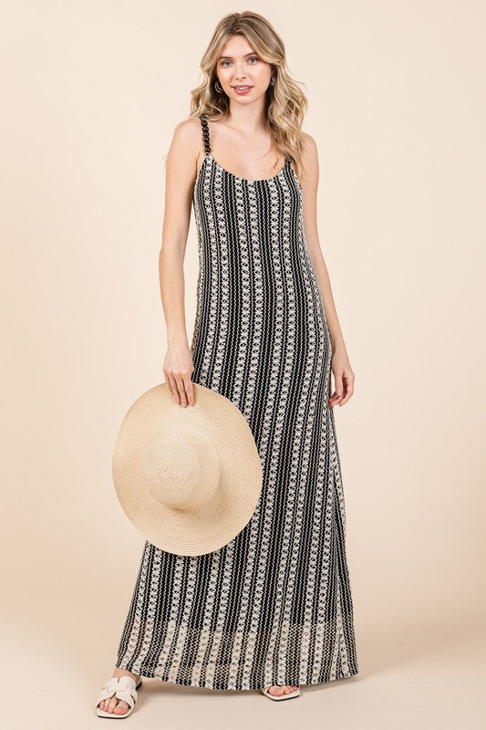 GeeGee Striped See-Through Maxi Dress