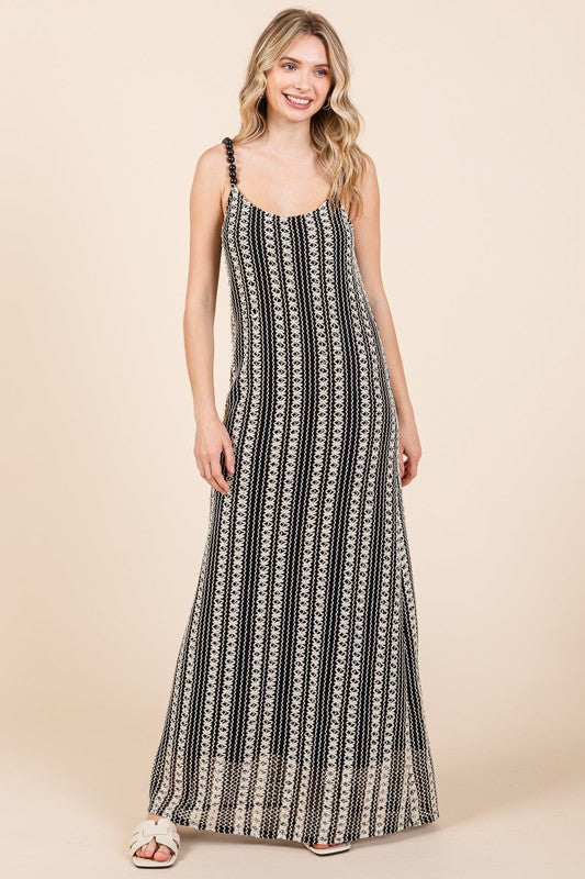 GeeGee Striped See-Through Maxi Dress