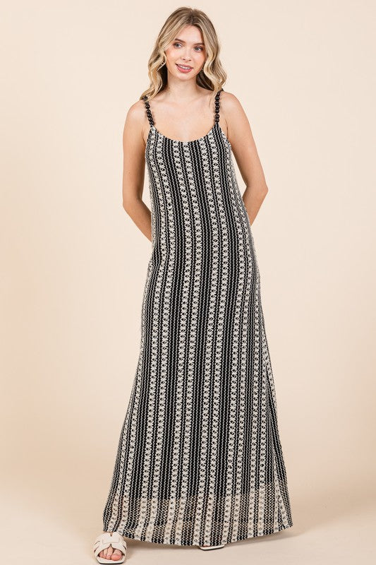 GeeGee Striped See-Through Maxi Dress