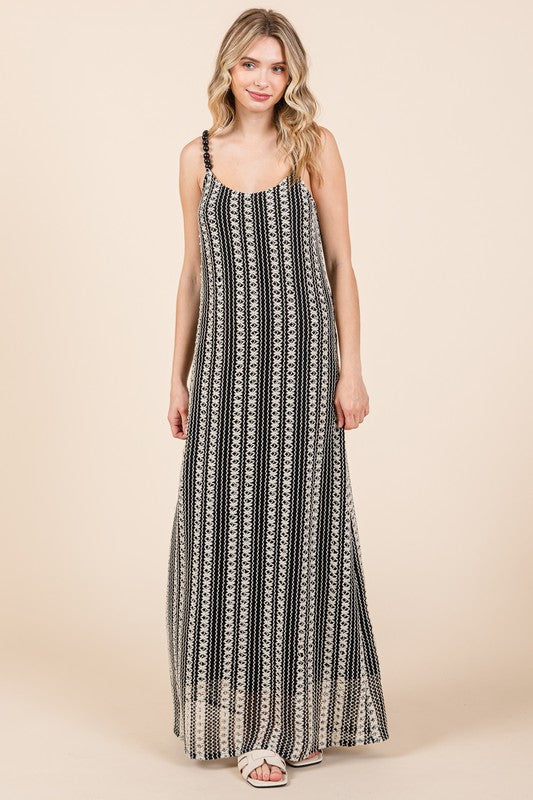 GeeGee Striped See-Through Maxi Dress