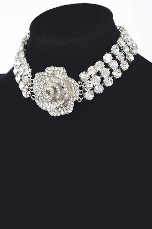 Crystal Rose Statement Choker