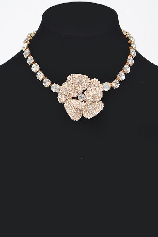 Crystal Flower Statement Choker Necklace