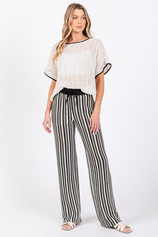 GeeGee See-Through Stripe Knit Pants