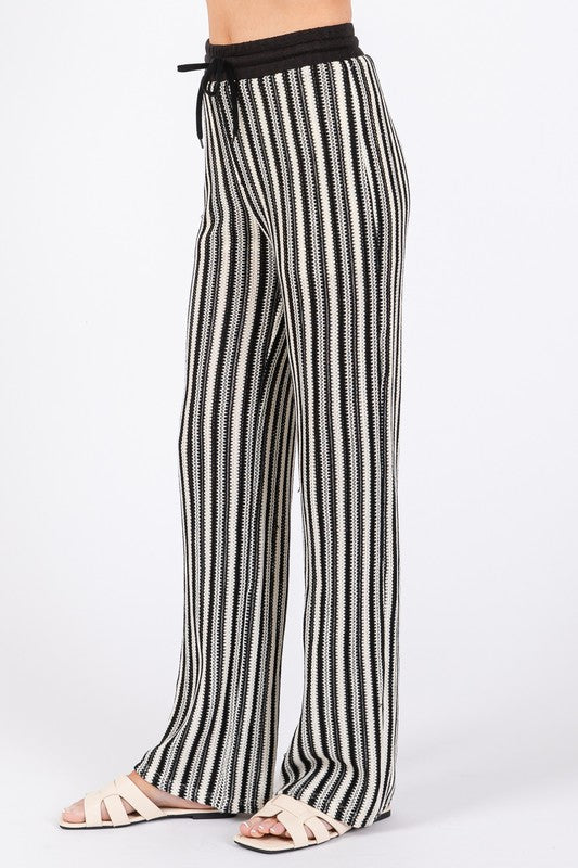 GeeGee See-Through Stripe Knit Pants