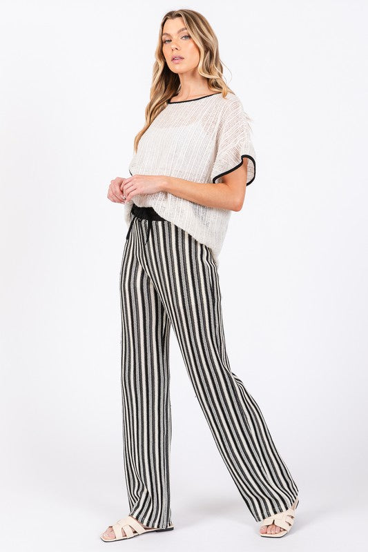 GeeGee See-Through Stripe Knit Pants