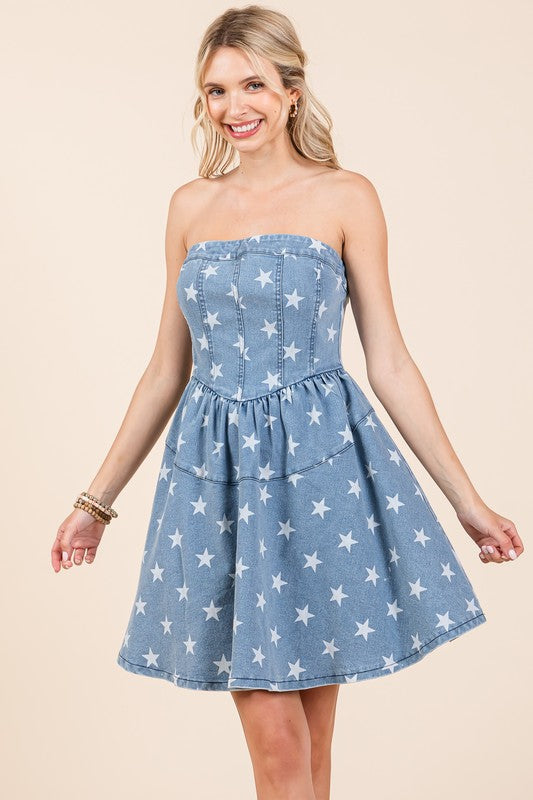 GeeGee Star Denim Mini Dress