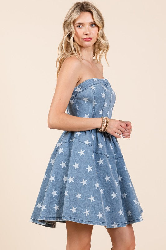 GeeGee Star Denim Mini Dress