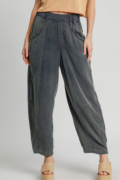 Umgee - Elastic Waist Baggy Fit Pants with Pockets