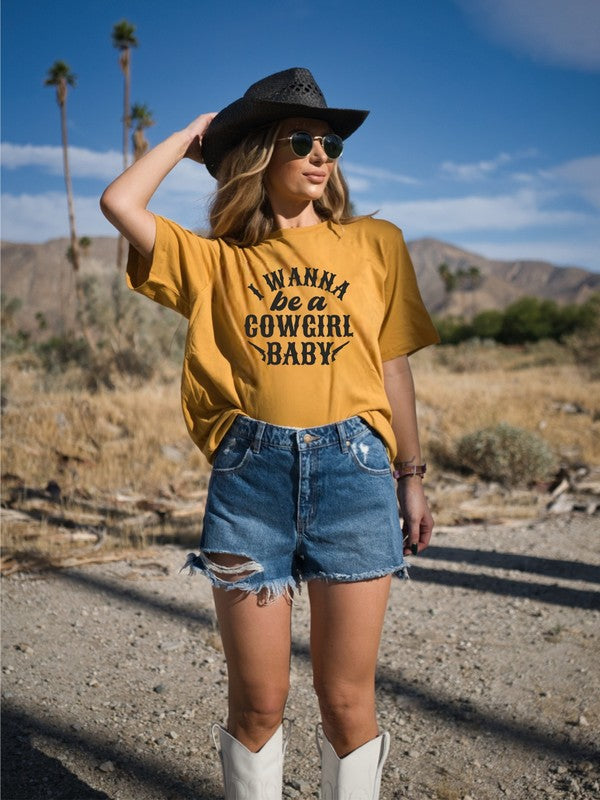 Plus Size - I Wanna Be a Cowgirl Baby Graphic Tee