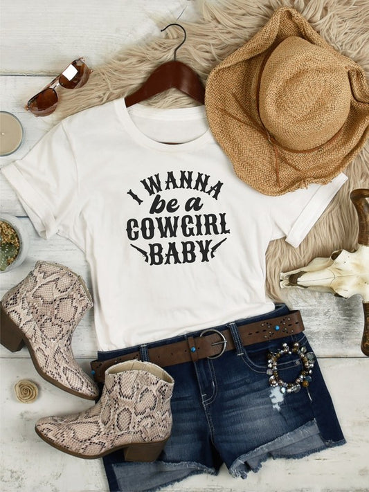 Plus Size - I Wanna Be a Cowgirl Baby Graphic Tee