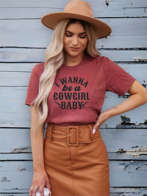 Plus Size - I Wanna Be a Cowgirl Baby Graphic Tee