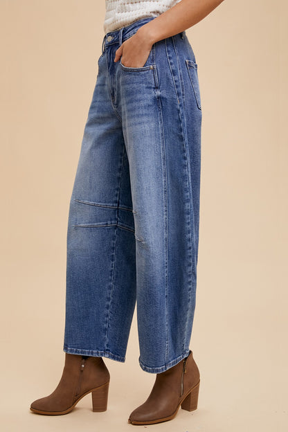 Annie Wear - Mid Rise Barrel Leg Jeans with Pockets