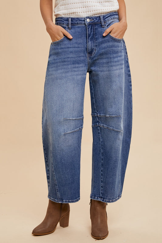 Annie Wear - Mid Rise Barrel Leg Jeans with Pockets