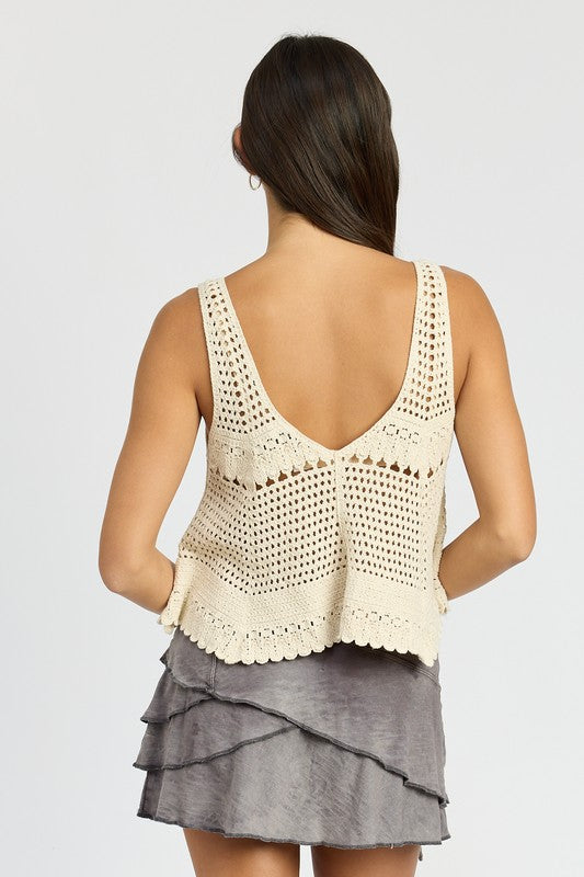 Crochet Swing Crop Tank Top