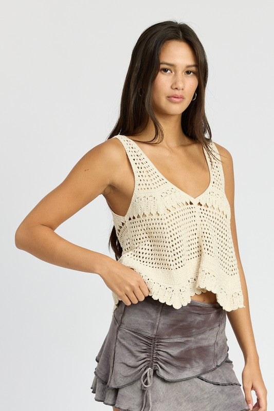 Crochet Swing Crop Tank Top