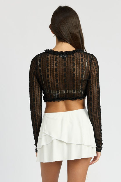 Lace Cardigan with Ruffle Detail