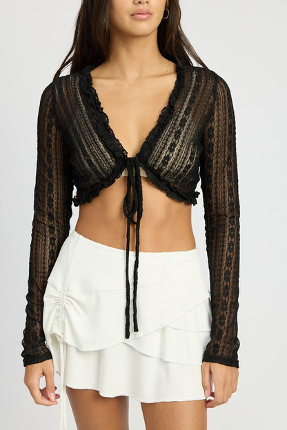 Lace Cardigan with Ruffle Detail