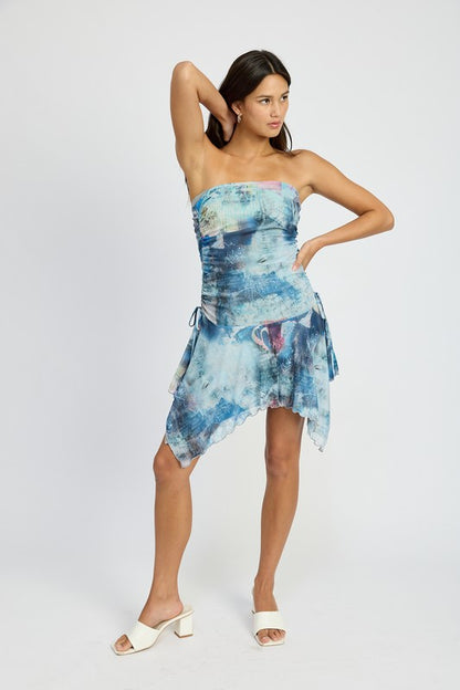 Tie Dye Shark Bite Tube Dress