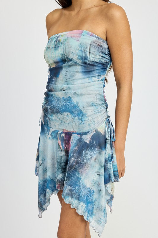 Tie Dye Shark Bite Tube Dress