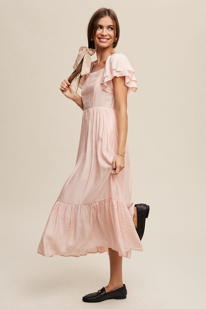 Listicle Square Neck Ruffled Maxi Dress