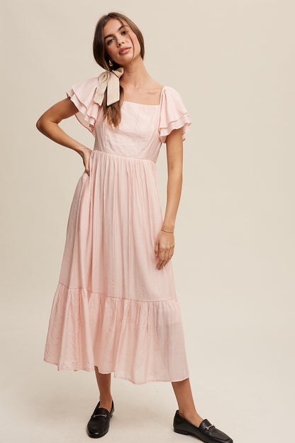 Listicle Square Neck Ruffled Maxi Dress