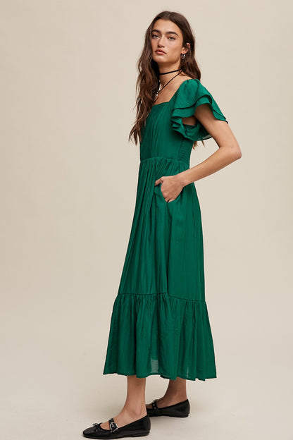 Listicle Square Neck Ruffled Maxi Dress