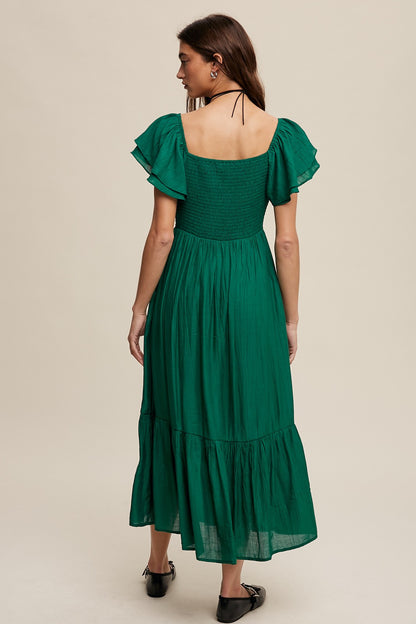 Listicle Square Neck Ruffled Maxi Dress