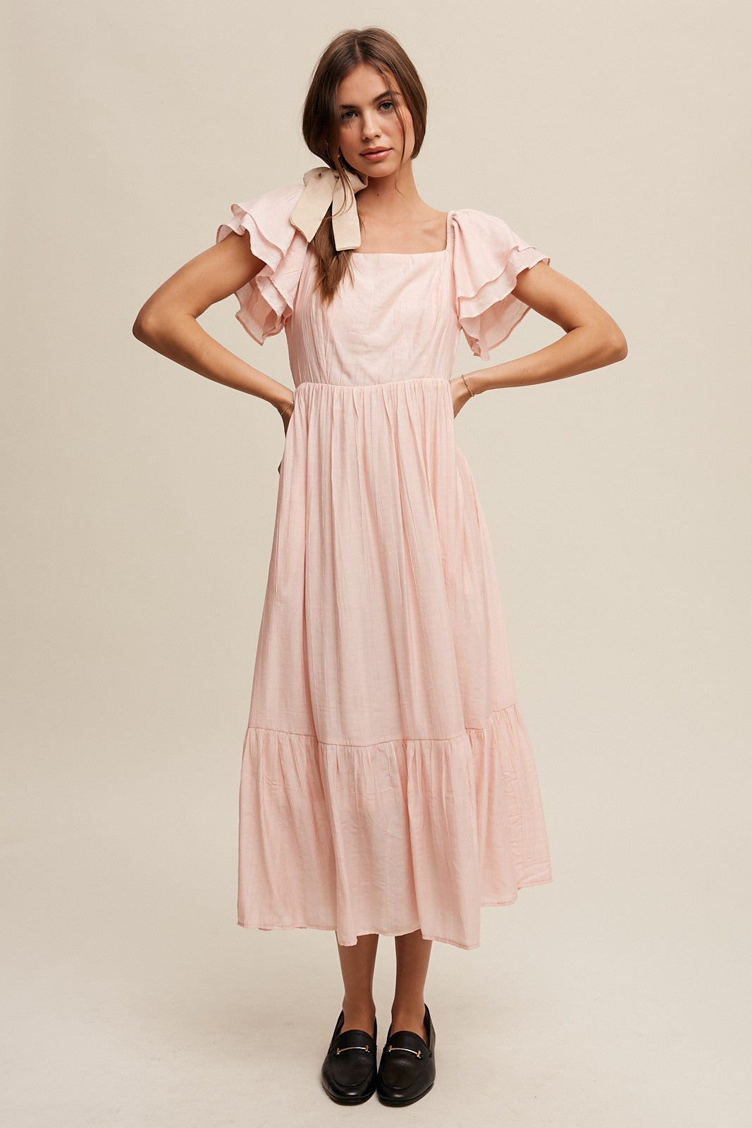 Listicle Square Neck Ruffled Maxi Dress