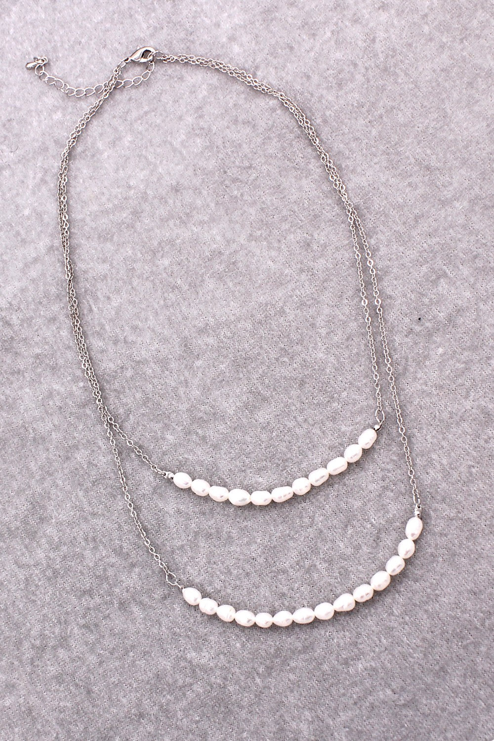 Pearl Double Layered Chain Link Necklace