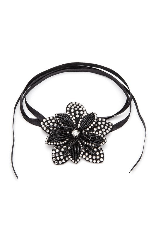 Embellished Beaded Flower Convertible Choker