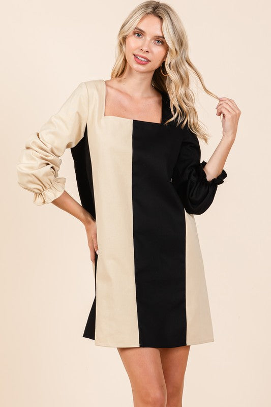 GeeGee Plus Size Color Block Mini Dress