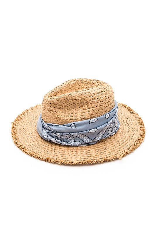 Bandana Convertible Fringe Straw Hat