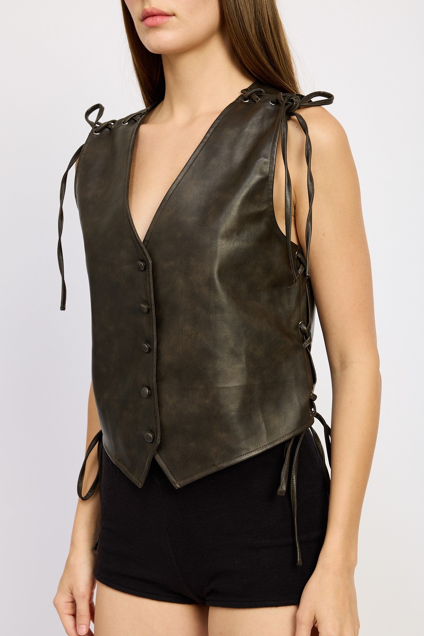 Leather Vest with Adjustable Laces