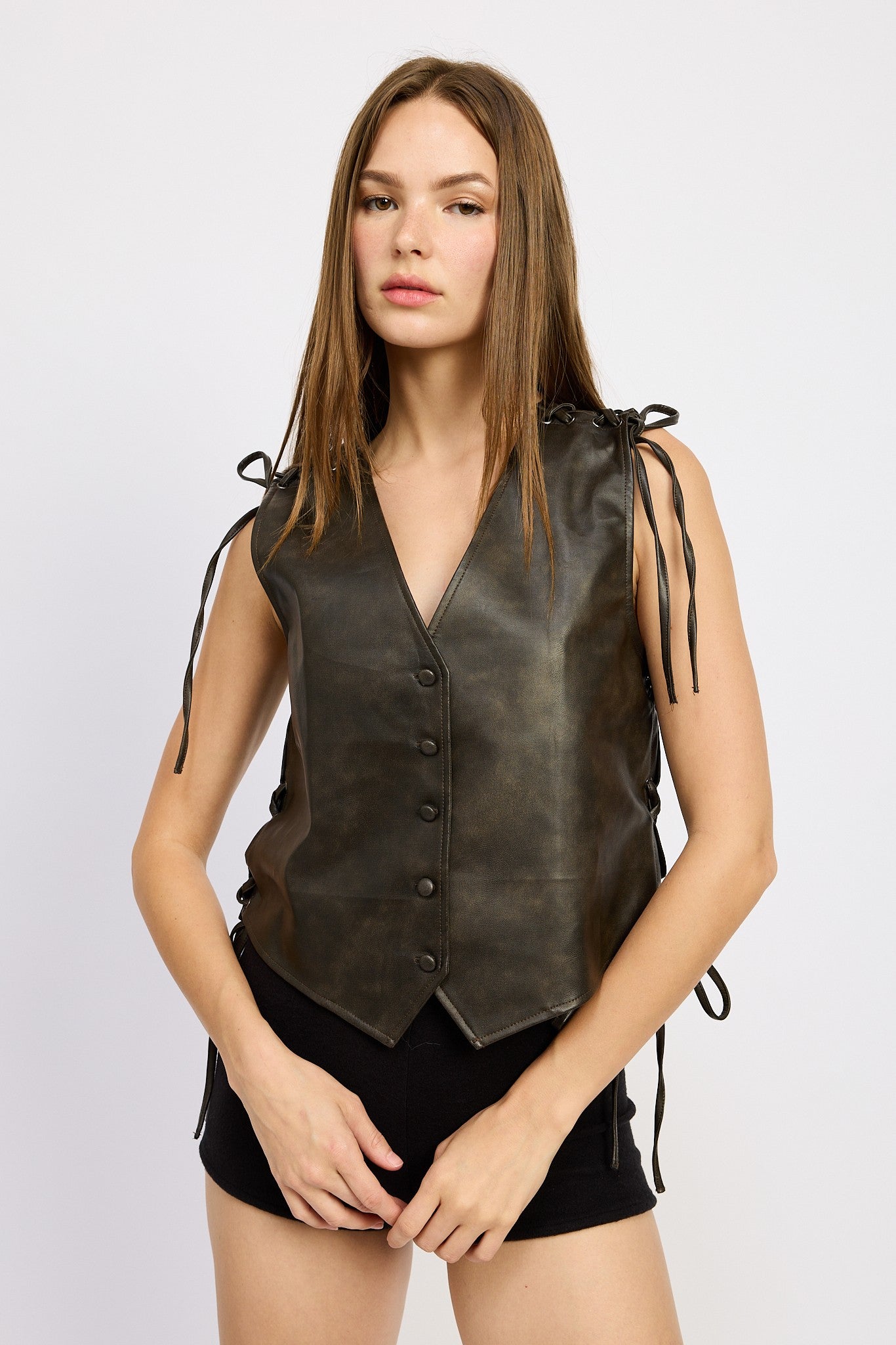 Leather Vest with Adjustable Laces