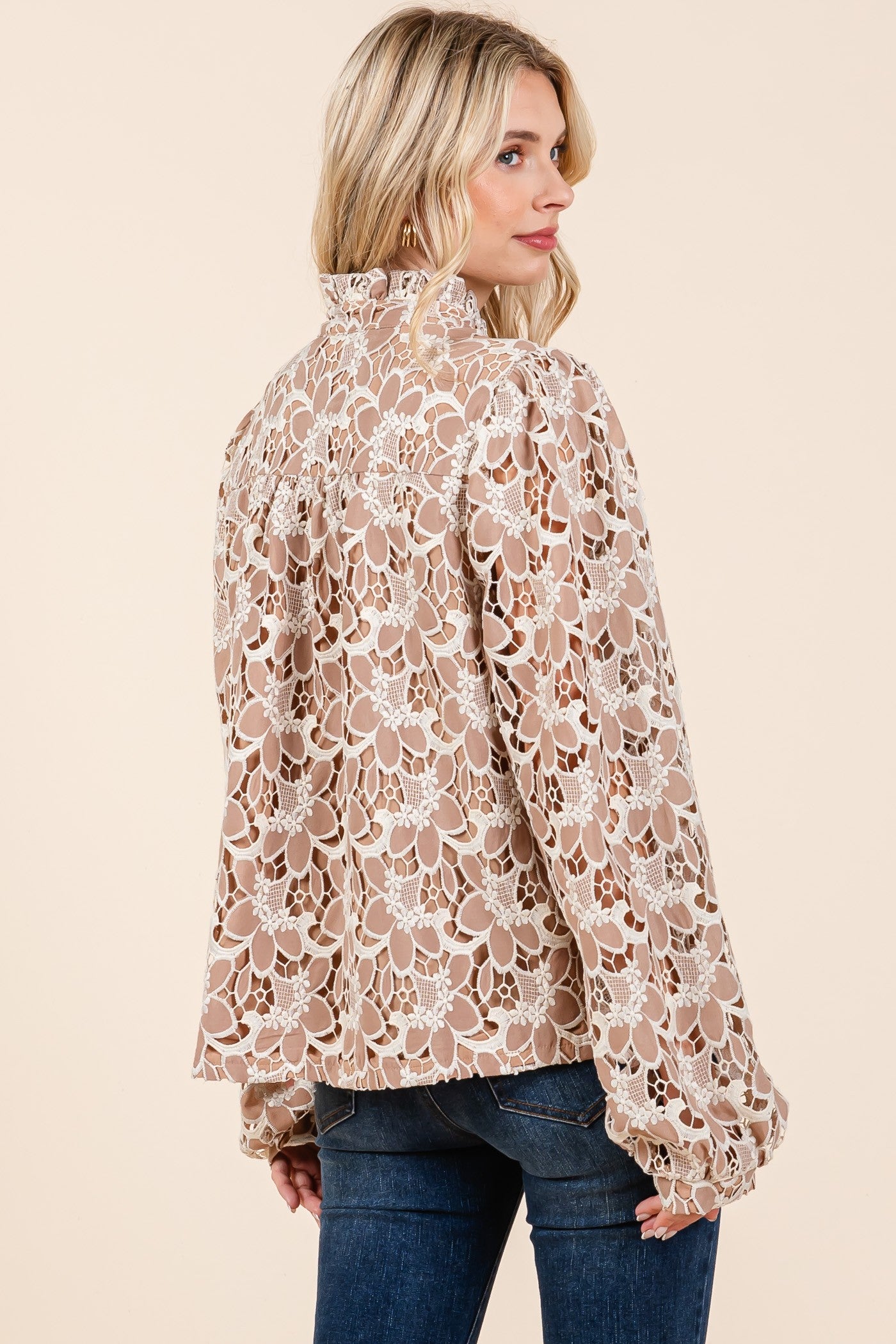 GeeGee Floral Eyelet Laced Blouse