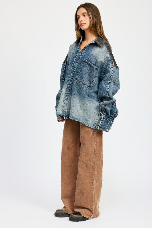 Oversized Contrast Denim Jacket