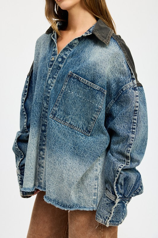 Oversized Contrast Denim Jacket