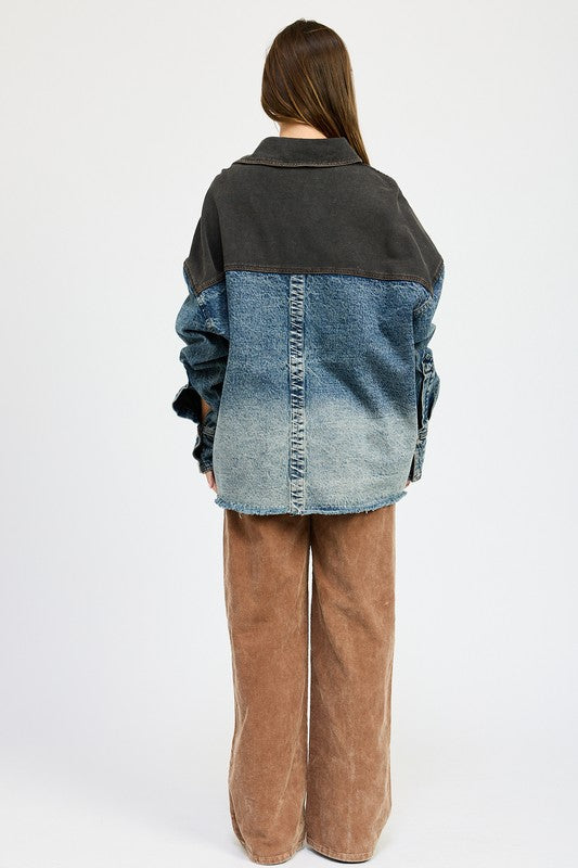 Oversized Contrast Denim Jacket